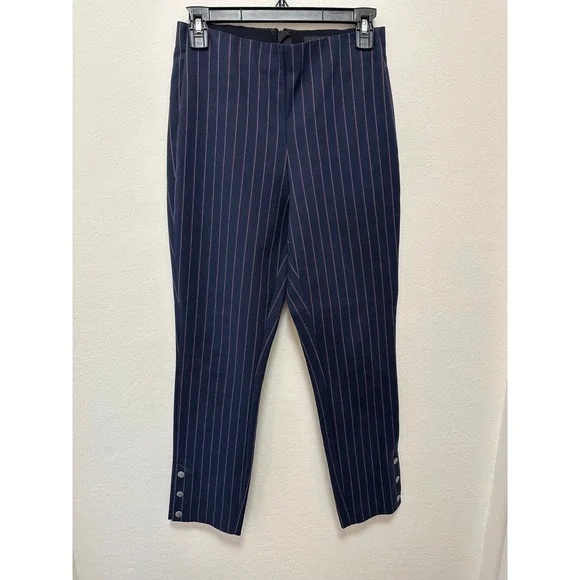 Rag & Bone Simone Pinstripe Snap Pants Navy Blue Cropped, Size 4